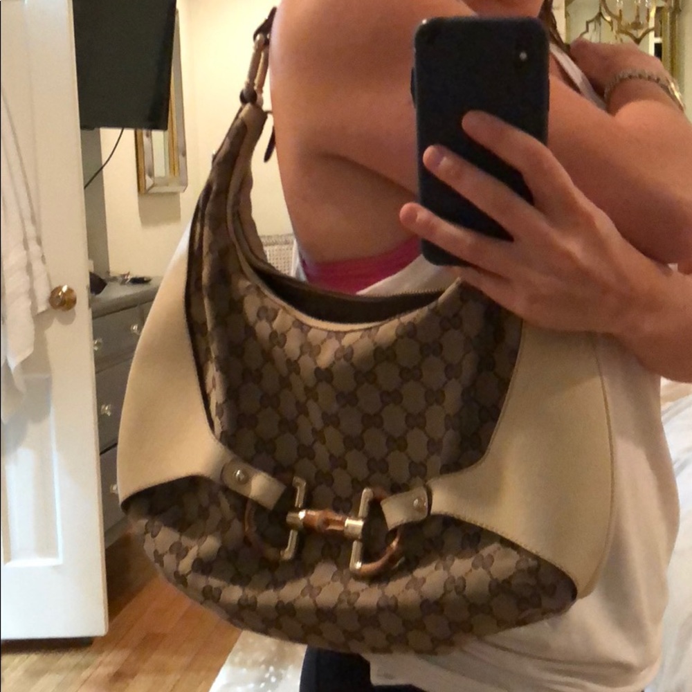 Gucci Monogrammed Horsebit Shoulder Bag